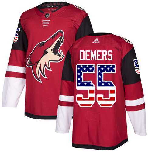 Adidas Coyotes #55 Jason Demers Maroon Home Authentic USA Flag Stitched NHL Jersey